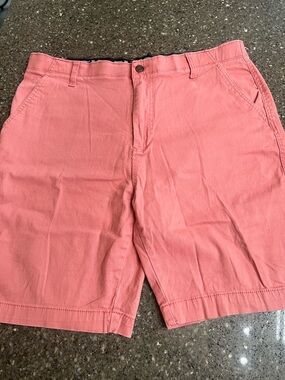 Plugg Flex Men's Coral Flat-Front Cotton Shorts Size 36 Summer Golf Spring Date